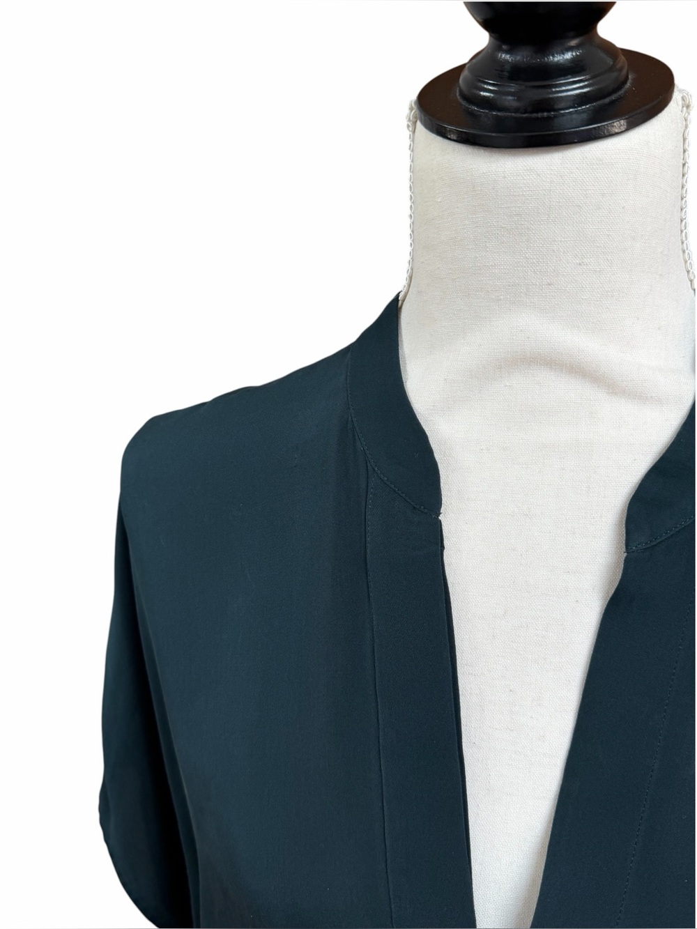 Vince 100% Silk Popover Blouse Dark Teal Green Dolman Cap Sleeve S - Picture 5 of 12